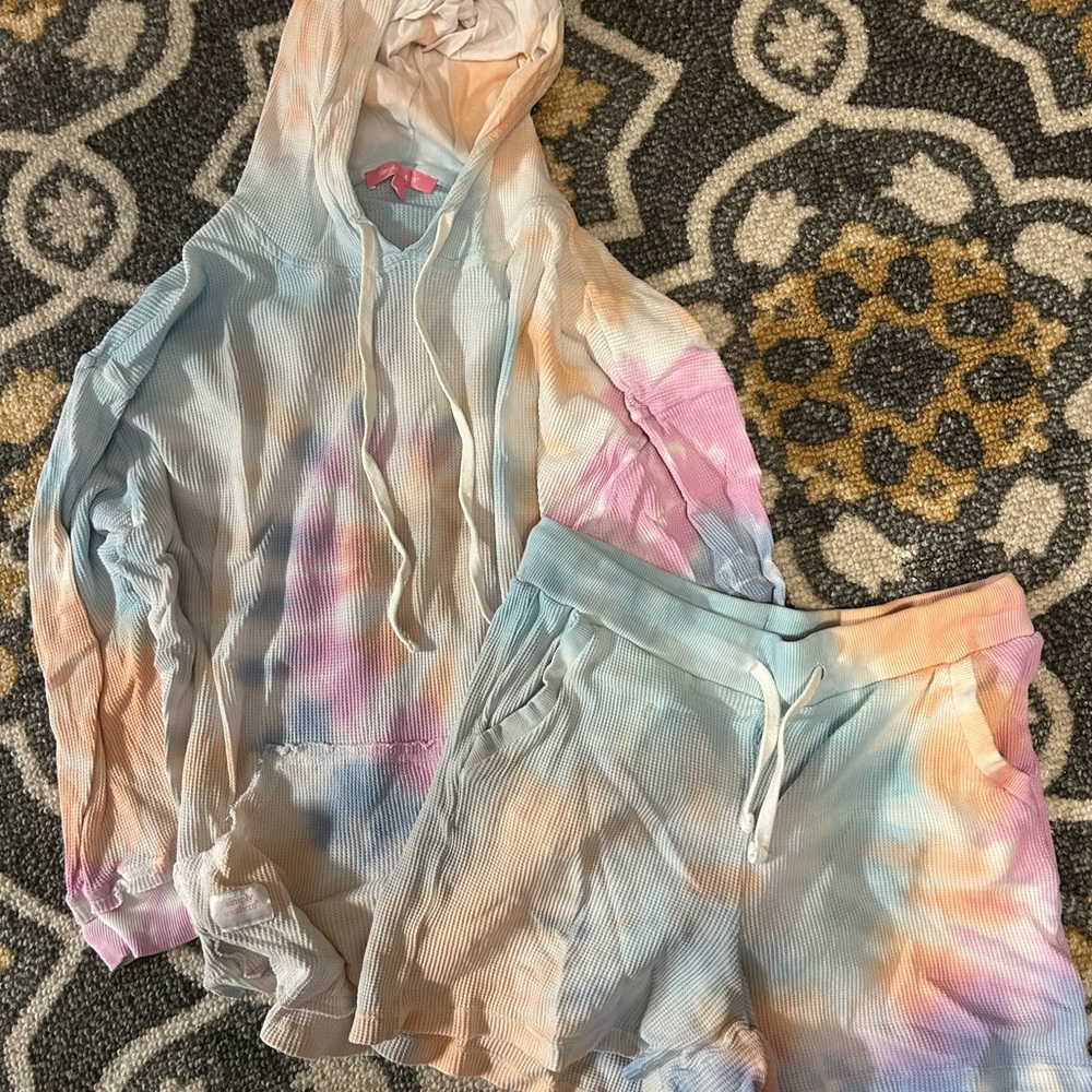 Simply Southern Pastel Tie-Dye Hoodie and Shorts Set
